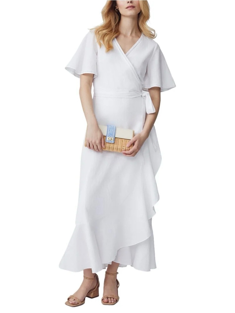 J. McLaughlin White High-Low Wrap Dress